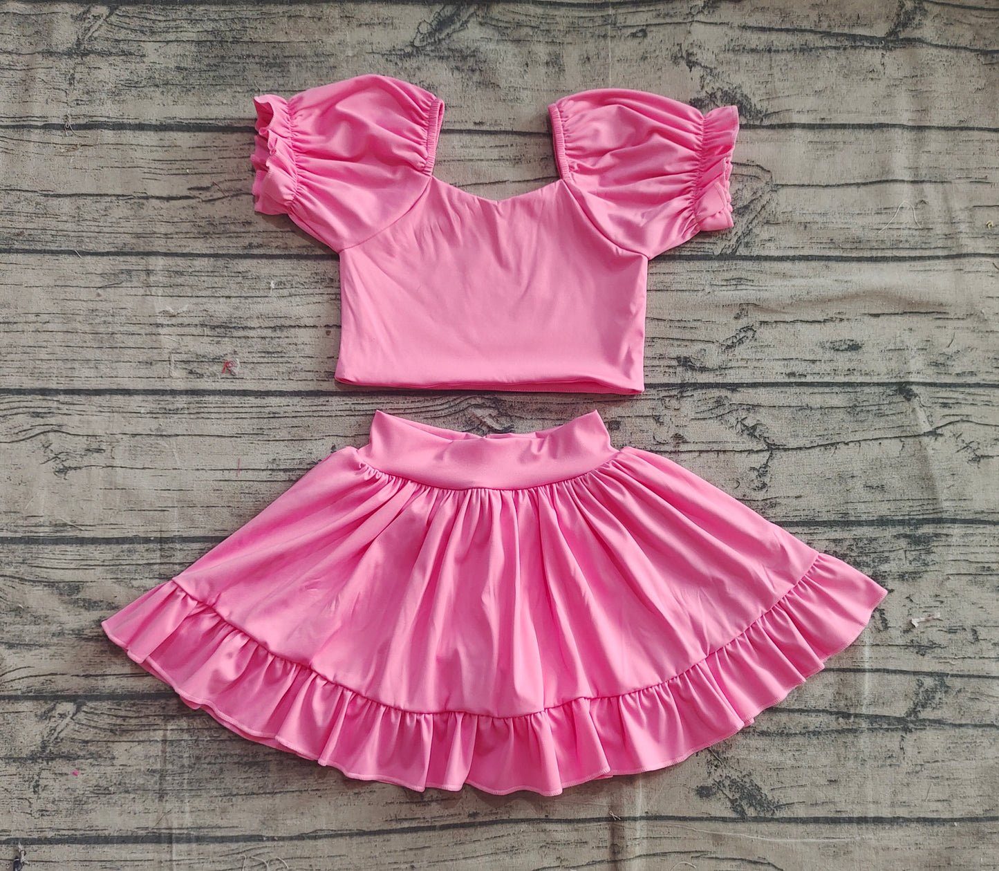 Baby Girl Pink Shirt Tops Skirt Yoga Active Wear Clothes Set RTS