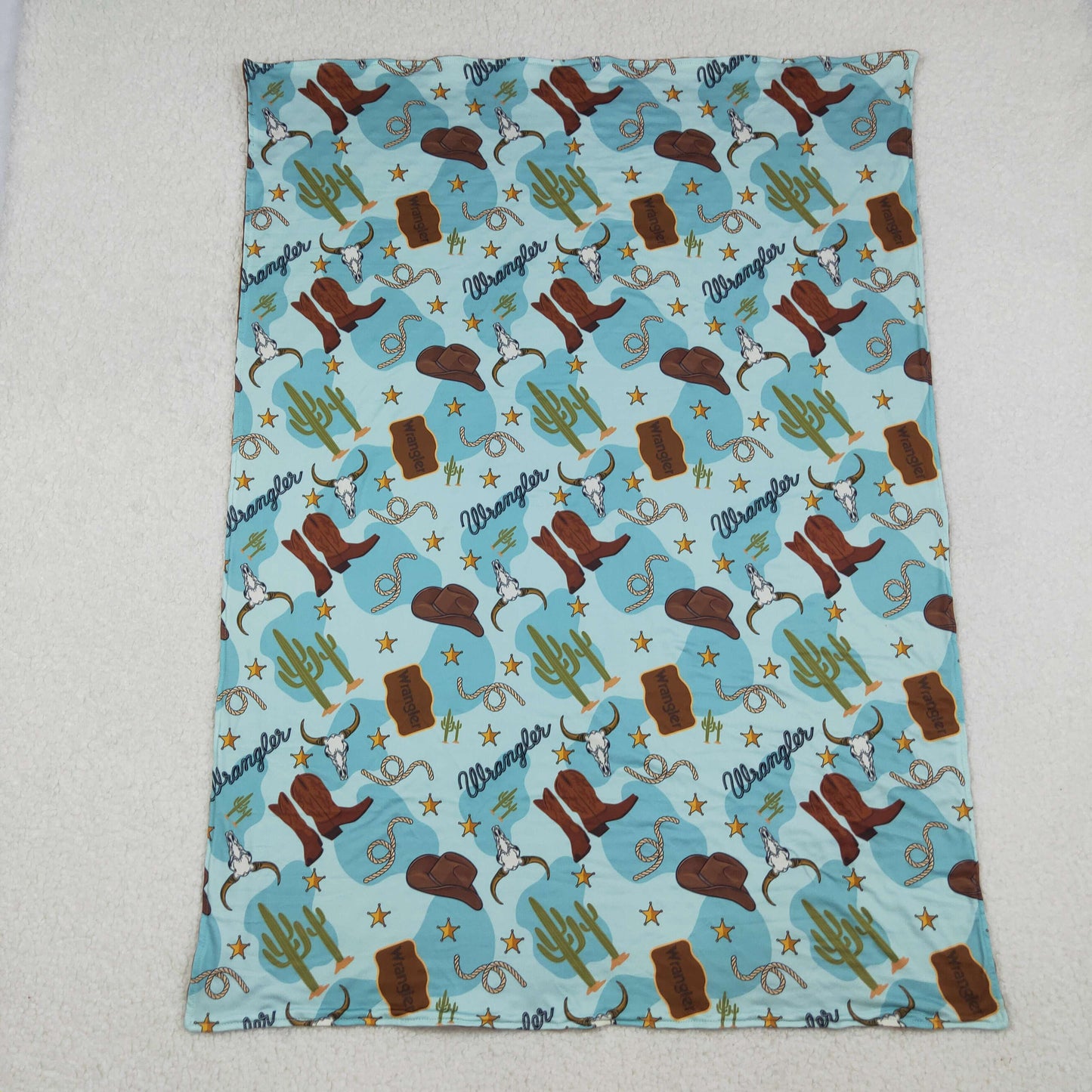 Baby Toddler Boy Western Boots Cactus Minky Blanket RTS