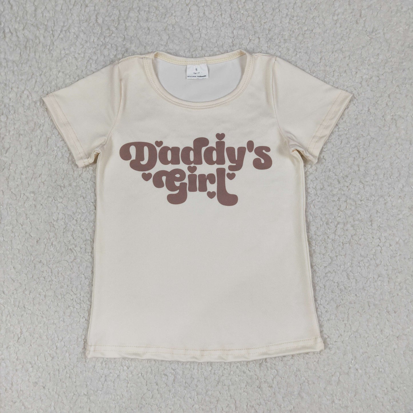 Baby Girls Short Sleeves Daddy's Girl Hearts Shirt Tops RTS