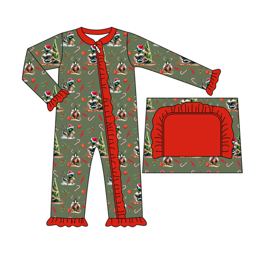 Baby Girl Infant Ducks Christmas Zipper Romper