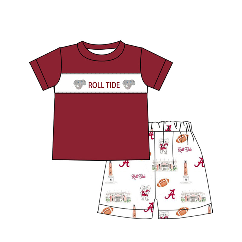 Baby Boy Short Sleeves Elephant Team Shirt Shorts Set ( Moq 5 )