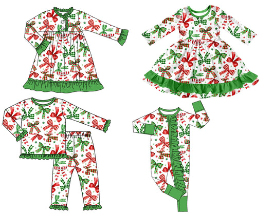 ( Moq 5 Each Style ) Baby Girl Toddler Christmas Bows Sibling Romper Dress Set