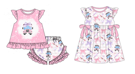 Baby Girl Back To School Bus Bows Sibling Dress Set ( Moq 5 Each Style ) 1.11