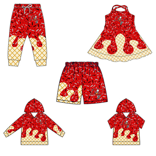 ( Moq 5 each style ) Baby Boy Girl Team Red Sibling Dress Shirt Shorts Pants 6.19