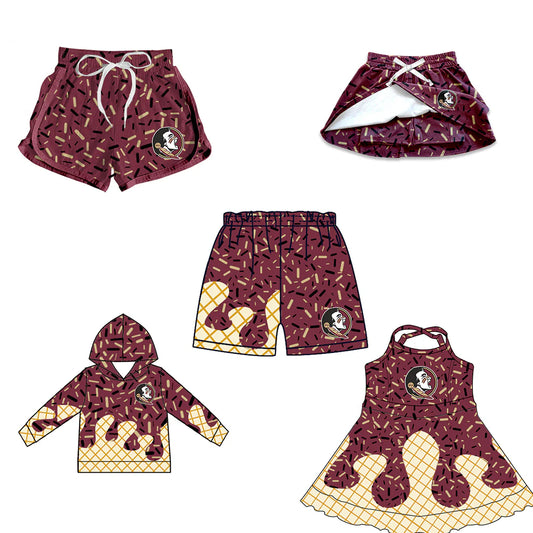 ( Moq 5 each style ) Baby Boy Girl Team Sibling Drips Dark Red Dress Shirt Shorts Pants 7.3