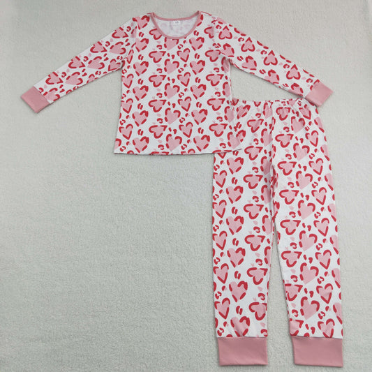 GLP109 Valentine's Day Adult Women Long Sleeves Hearts Shirt Pants Pajamas Set