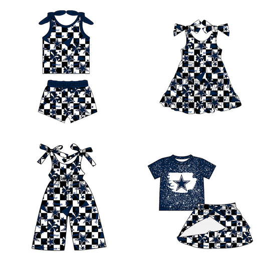 ( Moq 5 each style ) Baby Girl Toddler Cheer Sibling Stars Team Romper Dress Set 7.16
