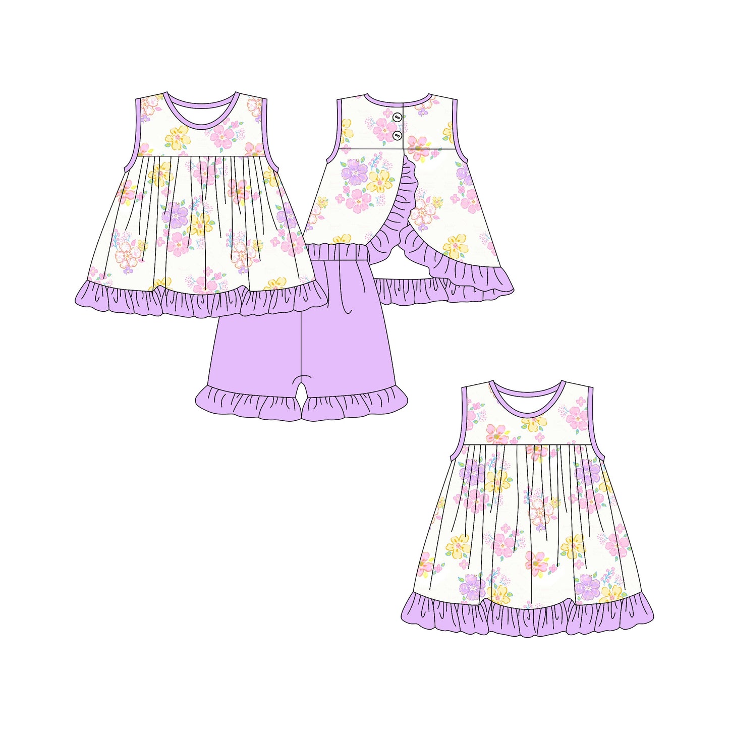 Baby Girl Sleeveless Flower Sibling Dress Set ( Moq 5 Each Style ) 2.25