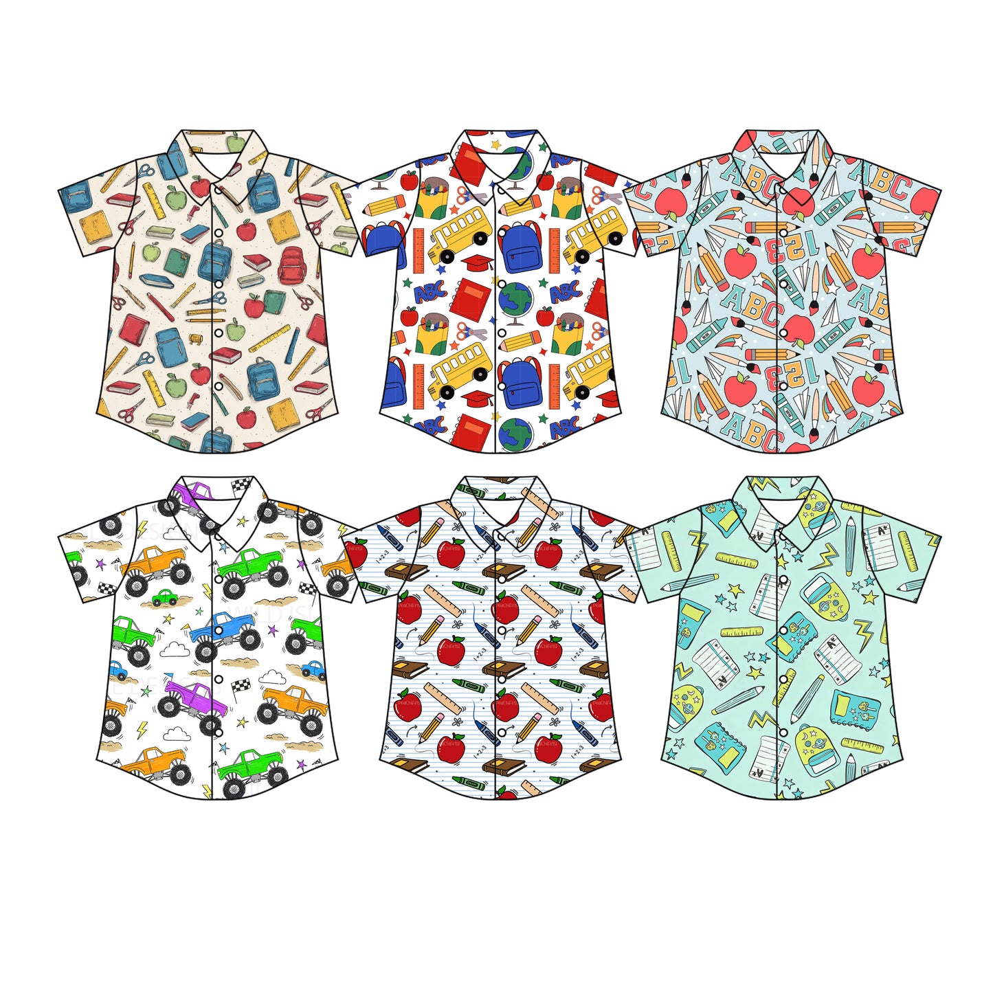 ( Moq 5 Each Style ) Sibling Baby Boys Kids Short Sleeves Buttons Shirts Back to School Tops