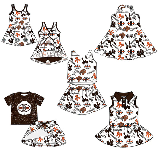 ( Moq 5 each style ) Baby Girl Toddler B Team Bows Sibling Skort Dress Set 6.6