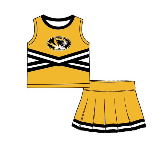 ( Moq 5 ) Baby Girls Kids Sleeveless Vest Skirt Shots Team Set Clothes