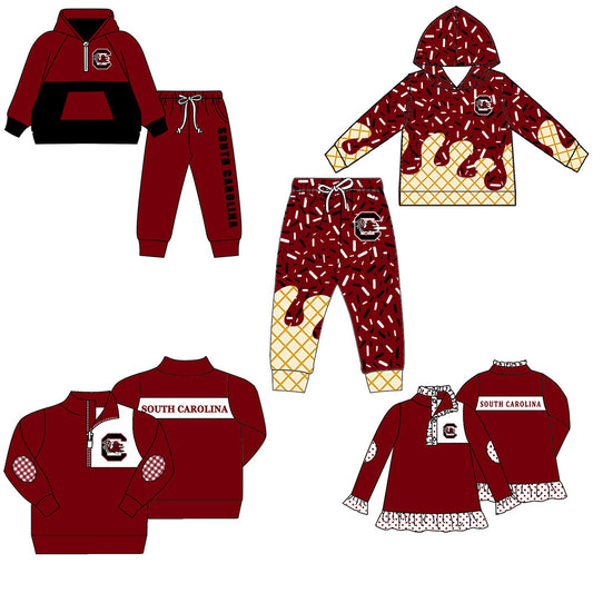 ( Moq 5 each style ) Baby Boy Girl Team Dark Red Drips Sibling Shirt Set 8.21