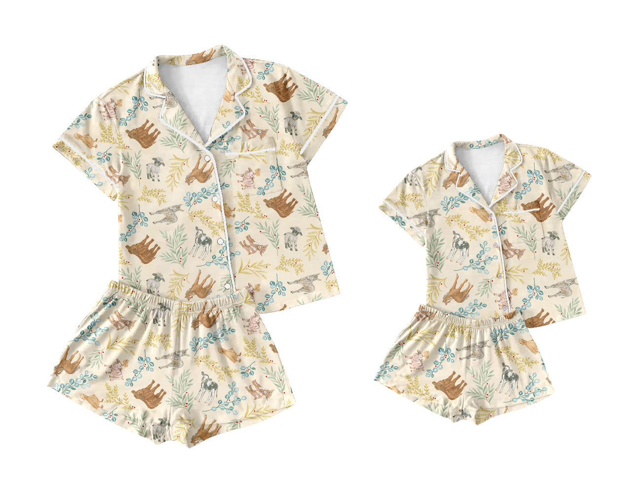 Baby Girl Adult Women Farm Animals Sibling Pajamas Set ( Moq 5 Each Style ) 2.15