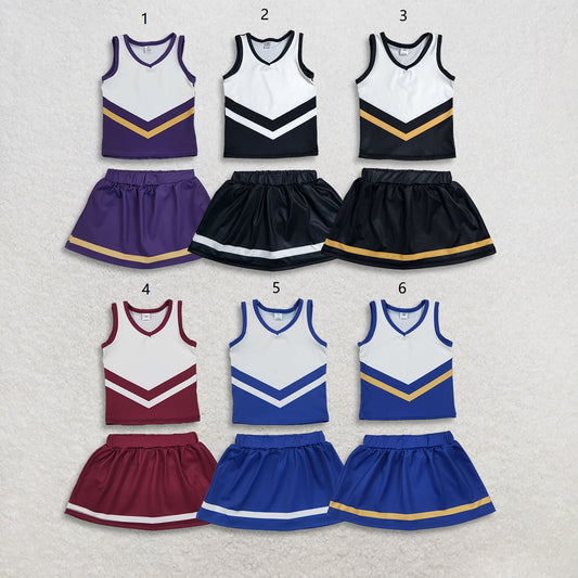 Sibling Baby Girls Kids Sleeveless Tops Skirts Shorts Team Sets Yoga Active Cheer Clothes RTS