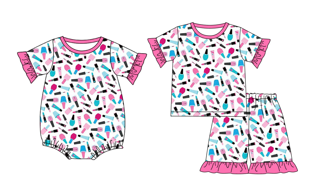 ( Moq 5 Each Style ) Sibling Baby Girls Kids Short Sleeves Summer Tops Shorts Set Romper