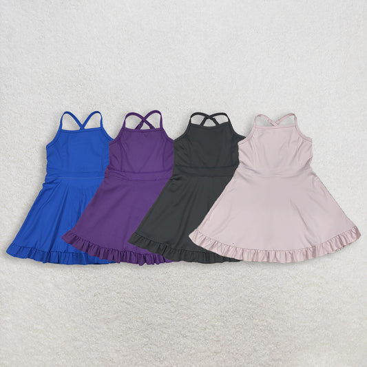 Sibling Baby Girls Toddler Sleeveless Yoga Active Shorts Knee Length Dresses RTS