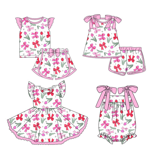Baby Girl Summer Flower Bows Flower Sibling Romper Dress Set ( Moq 5 Each Style ) 3.13