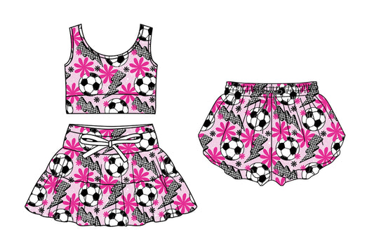( Moq 5 Each Style ) Baby Boys Girls Toddler Soccer Flower Sibling Shorts Dress Shirt Set Clothes