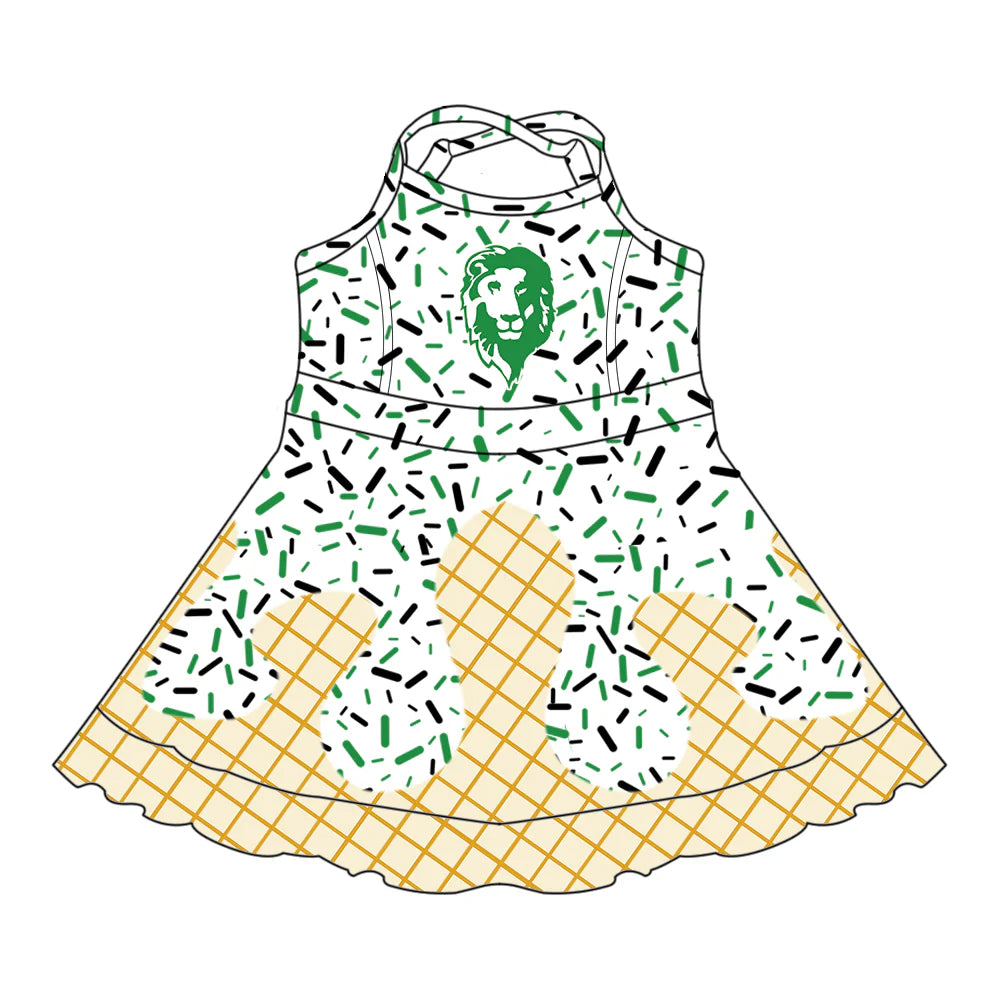 ( Moq 5 each style ) Baby Boy Girl Summer Team Sibling Lion Green Drip Bows Shorts Shirt Dress Set 7.25