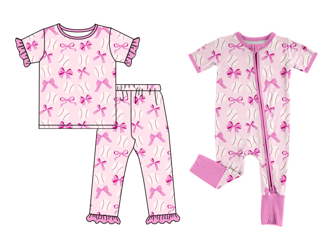 Baby Girl Short Sleeves Baseball Bows Sibling Romper Clothes Set ( Moq 5 Each Design ) 12.7