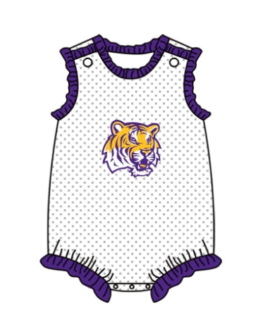 Baby Girl Sleeveless Tiger Team Dots Bubble Romper ( Moq 5 )