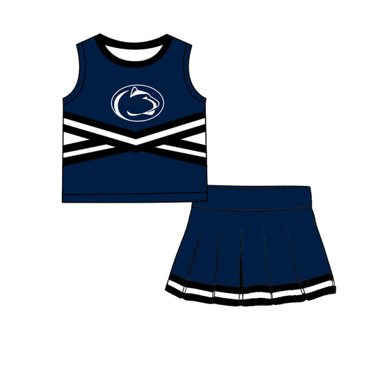 ( Moq 5 ) Baby Girls Kids Sleeveless Vest Skirt Shots Team Set Clothes