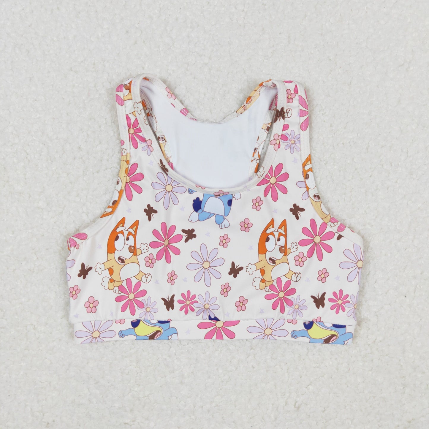Baby Girl Racer Crop Tops Shorts Dogs Flower Set