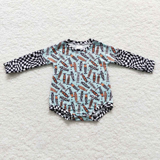 LR0543 Baby Boy Checkered Long Sleeves One Piece Romper