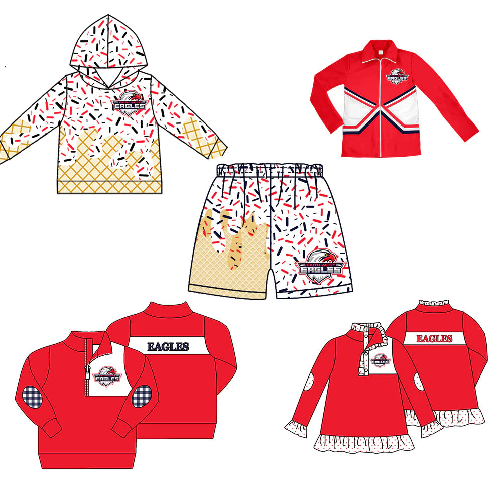( Moq 5 each style ) Baby Boy Girl Summer Team Sibling Red Drip Shorts Shirt Set 7.28