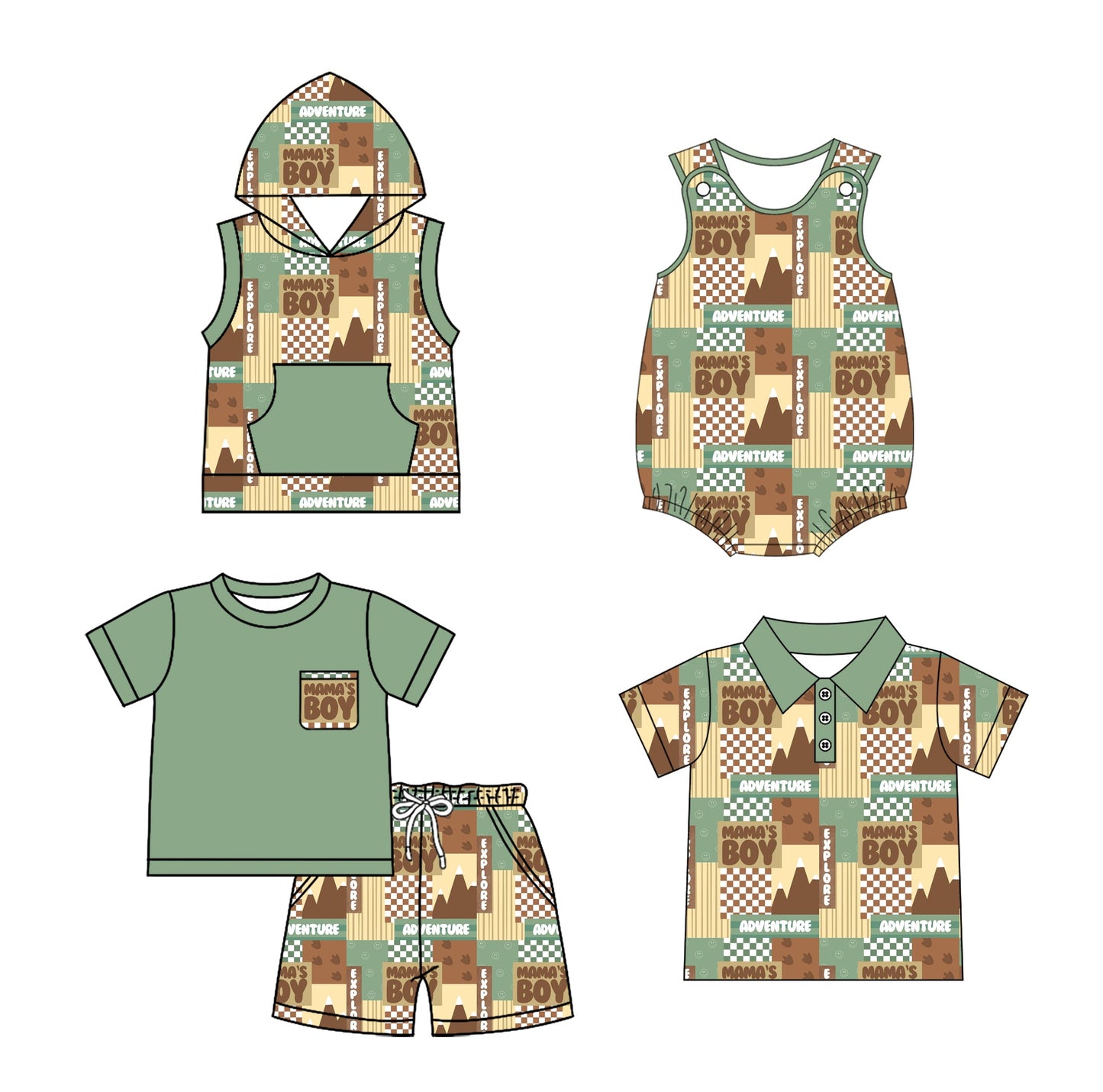 Baby Kids Toddler Mama's Boy Sibling Romper Shirt Set ( Moq 5 Each Style ) 2.11