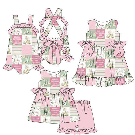 Baby Girl Western Boots Flower Sibling Romper Dress Set ( Moq 5 Each Style ) 2.17