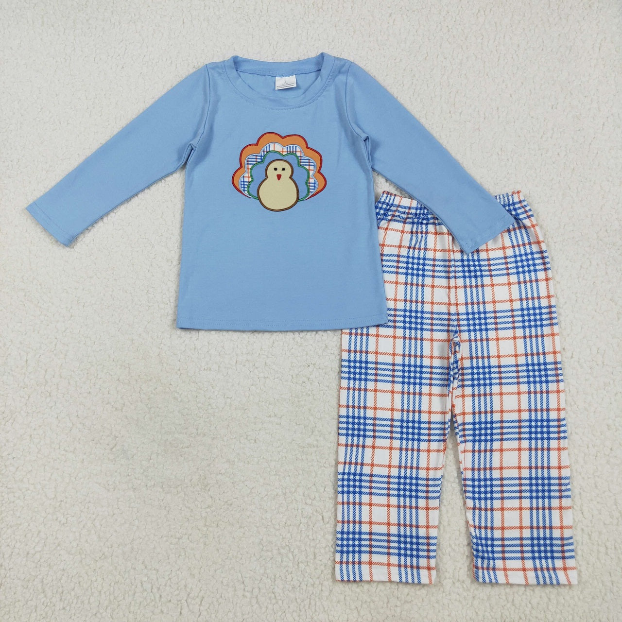 Baby Boy Girl Long Sleeves Embroidery turkey Sibling Thanksgiving Fall Romper Set RTS