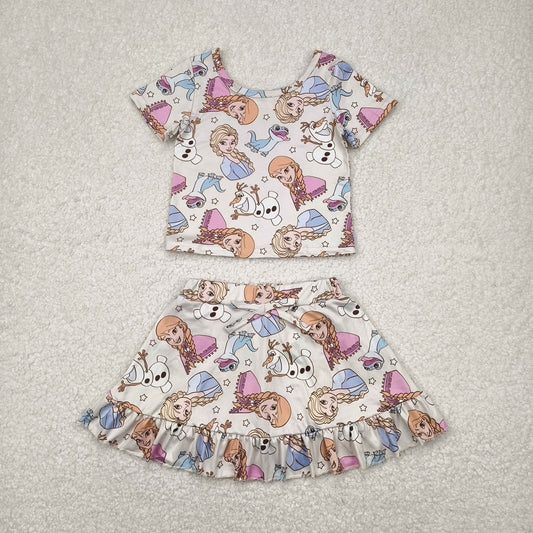 Baby Girl Short Sleeves Princess Shirt Skorts Set RTS