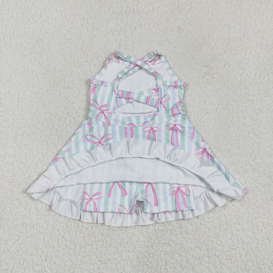 Baby Girl Athletic Yoga Bows Stripes Colorful Active Wear Skort Dress RTS