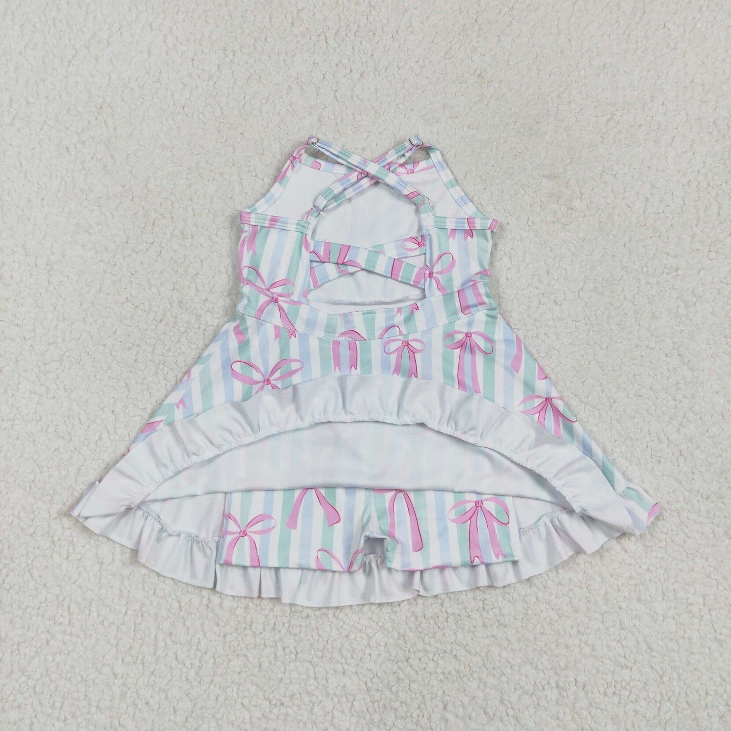 Baby Girl Athletic Yoga Bows Stripes Colorful Active Wear Skort Dress RTS