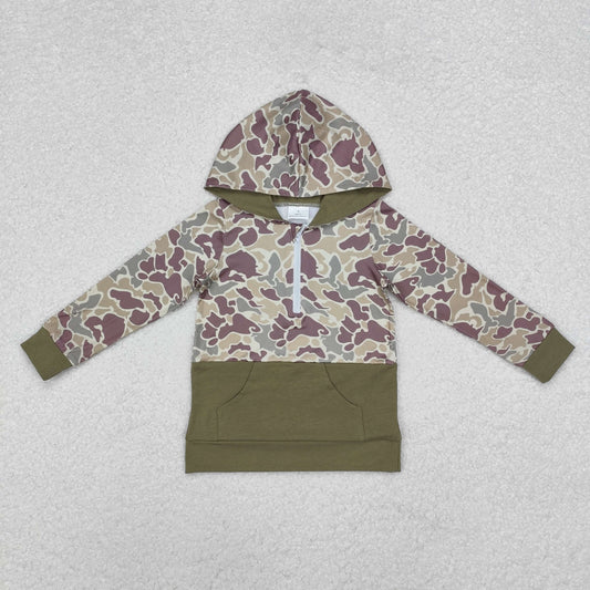 Baby Boy Long Sleeves Camo Green Pocket Hoodie Pullover Tops