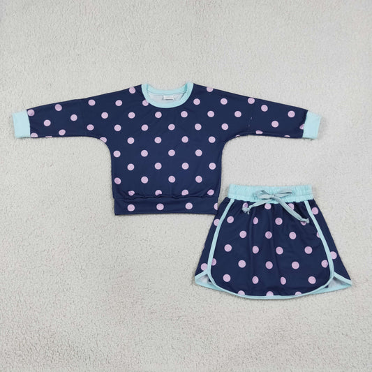 Sibling Baby Girls Kids Long Sleeves Dots Shirts Skirts Shorts Sets Clothes RTS