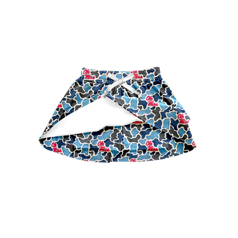 ( Moq 5 ) Baby Girls Toddler Southern Blue Camo Team Shorts Skirt Bottom