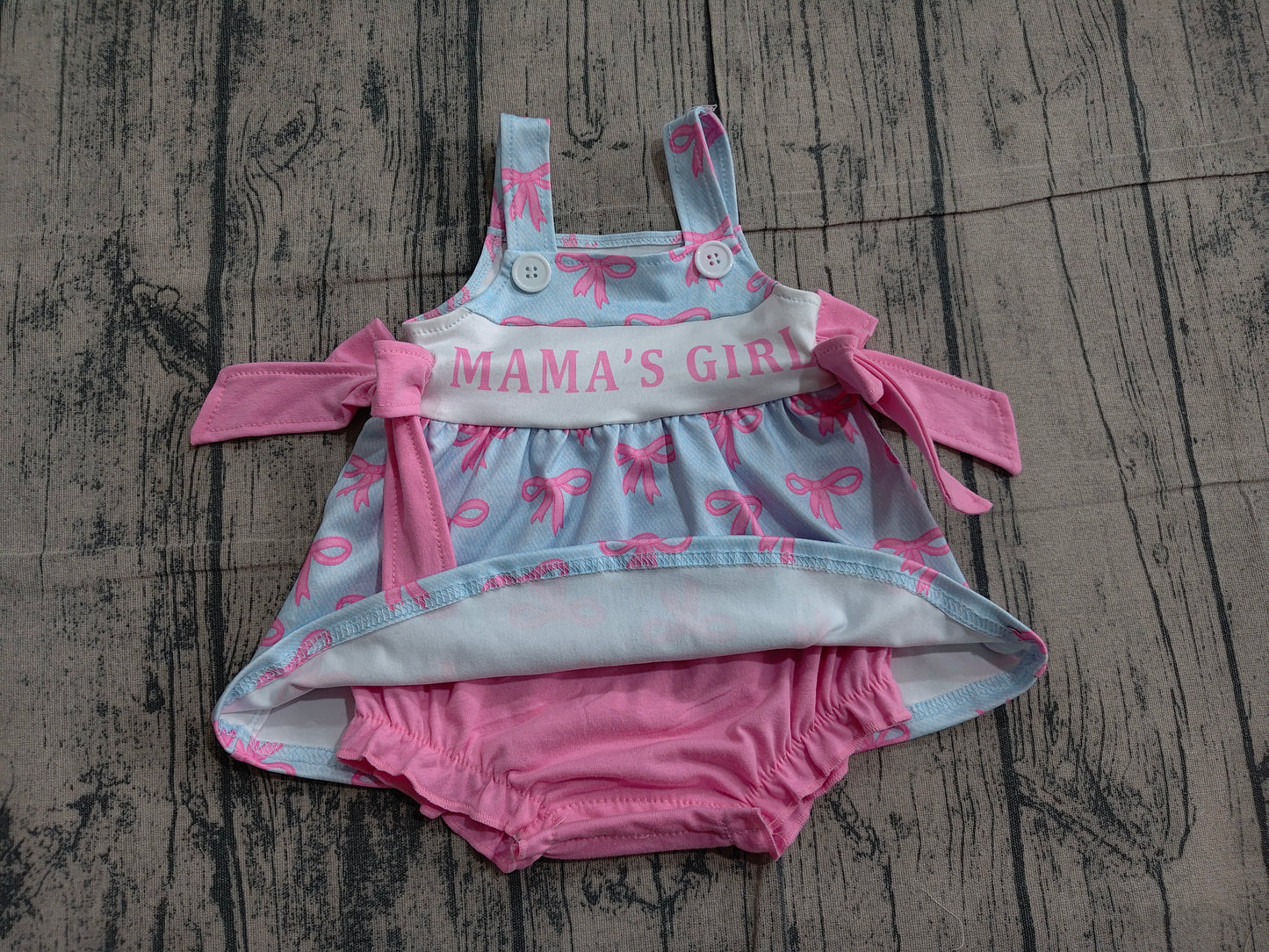 ( No moq ) Preorder Baby Girls Kids Mama's Girl Bows Tops Pink Bummie Shorts Summer Set