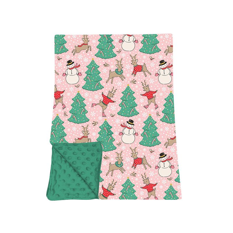 ( Moq 5 ) Preorder Baby Girls Toddler Snowman Deer Christmas Pink Blanket