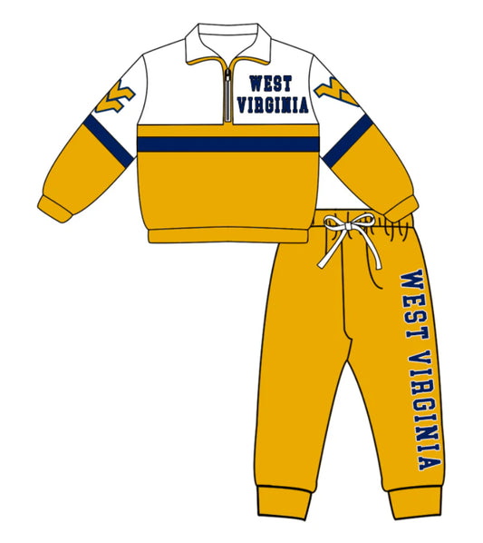 ( Moq 5 ) Baby Boys Kids Long Sleeves Zipper Shirt Jogger Pants WV Team Clothes Set\