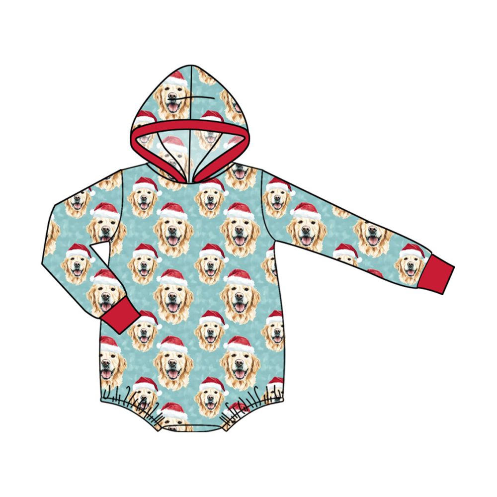 ( Moq 5 ) Preorder Baby Boys Kids Long Sleeves Dogs Christmas Hoodie Bubble Romper Clothes
