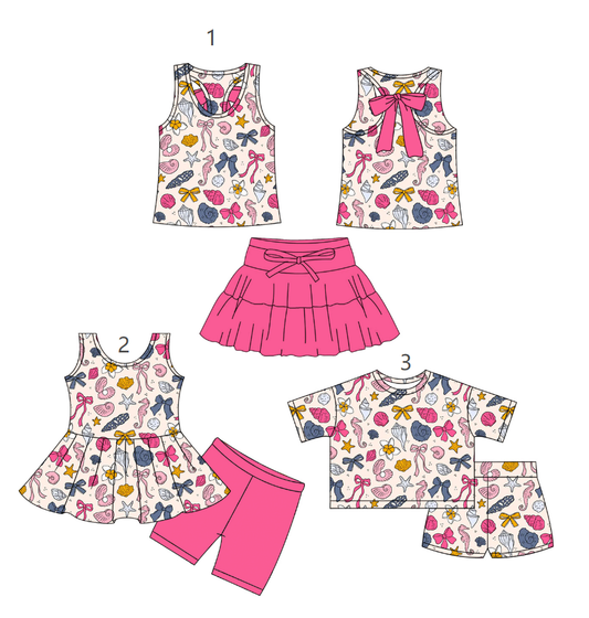 ( Moq 5 Each Style ) Sibling Baby Girls Kids Bows Flower Tops Shorts Summer Sets Clothes