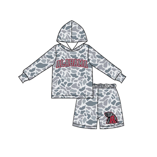( Moq 5 ) Preorder Baby Boy Kids Long Sleeves Camo Hoodie Shirt Elephant Shorts Team Set