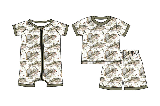 ( Moq 5 Each Style ) Sibling Baby Boys Kids Fishing Short Sleeves Shirt Shorts Set Romper Clothes