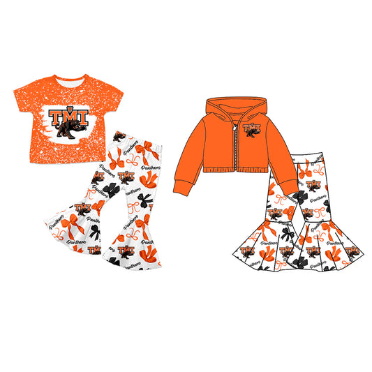 ( Moq 5 each style ) Baby Girl Team Sibling Orange Bows Dress Set 7.24