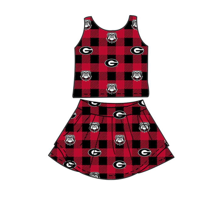 ( Moq 5 each style ) Baby Boy Girl G Team Black Red Plaid Sibling Shirt Set