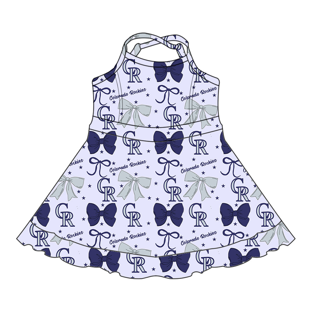 ( Moq 5 each style ) Baby Girl Toddler CR Team Bows Sibling Dress Set