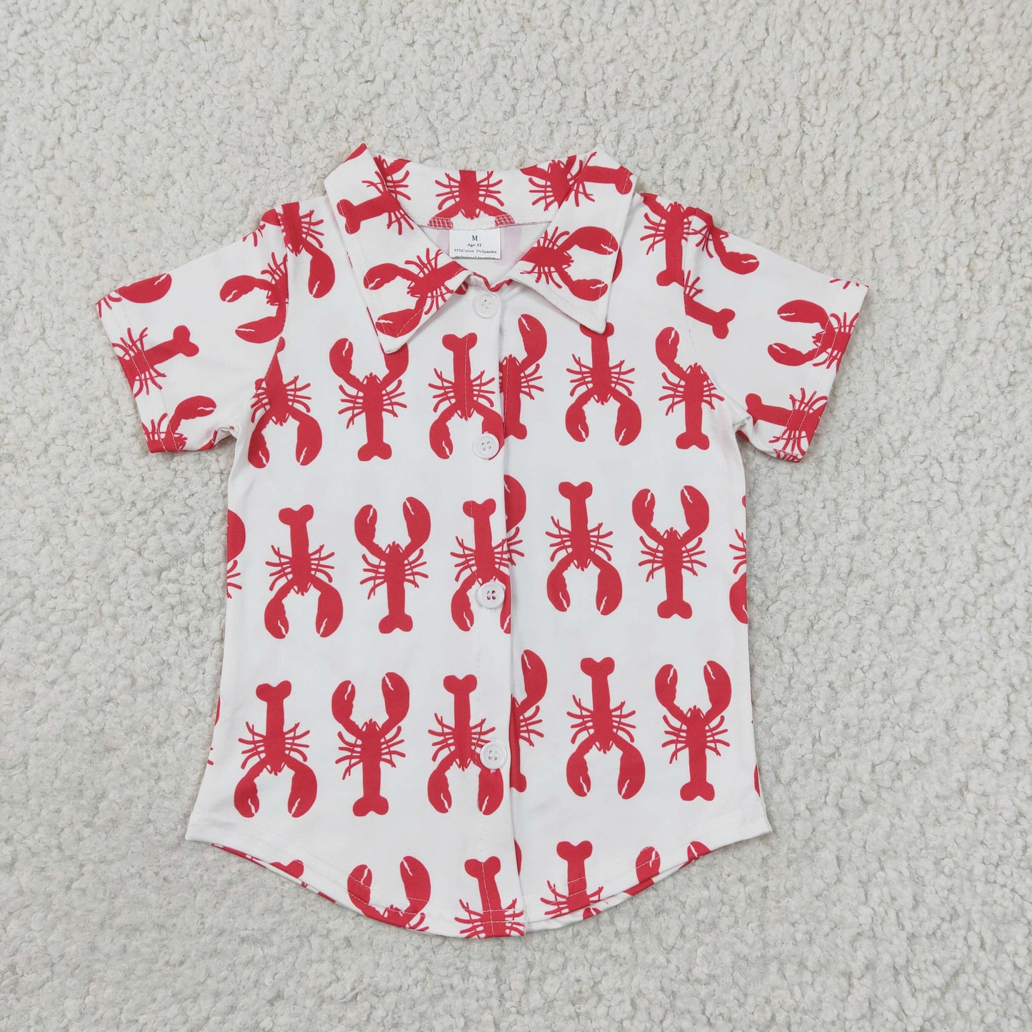 Promotion Baby Boy Crawfish Short Sleeve Button Up Shirt RTS