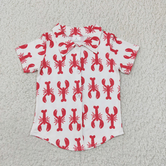 Promotion Baby Boy Crawfish Short Sleeve Button Up Shirt RTS